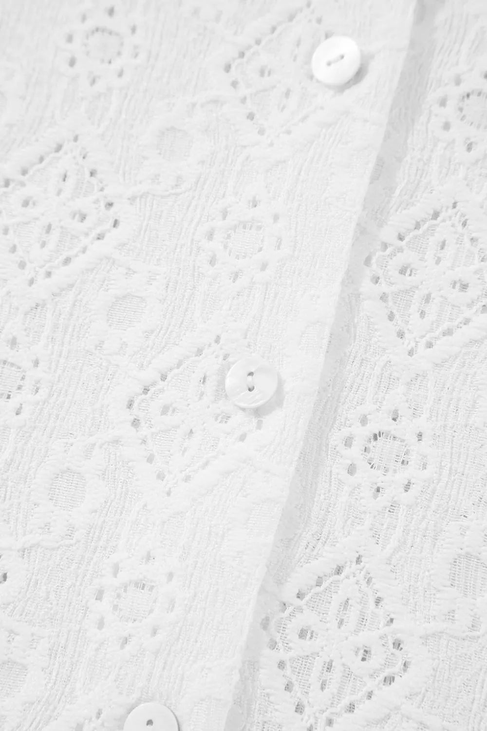 Lace Puff Sleeve V Neck Button Up Shirt – White for Shopify Collective (8 view)