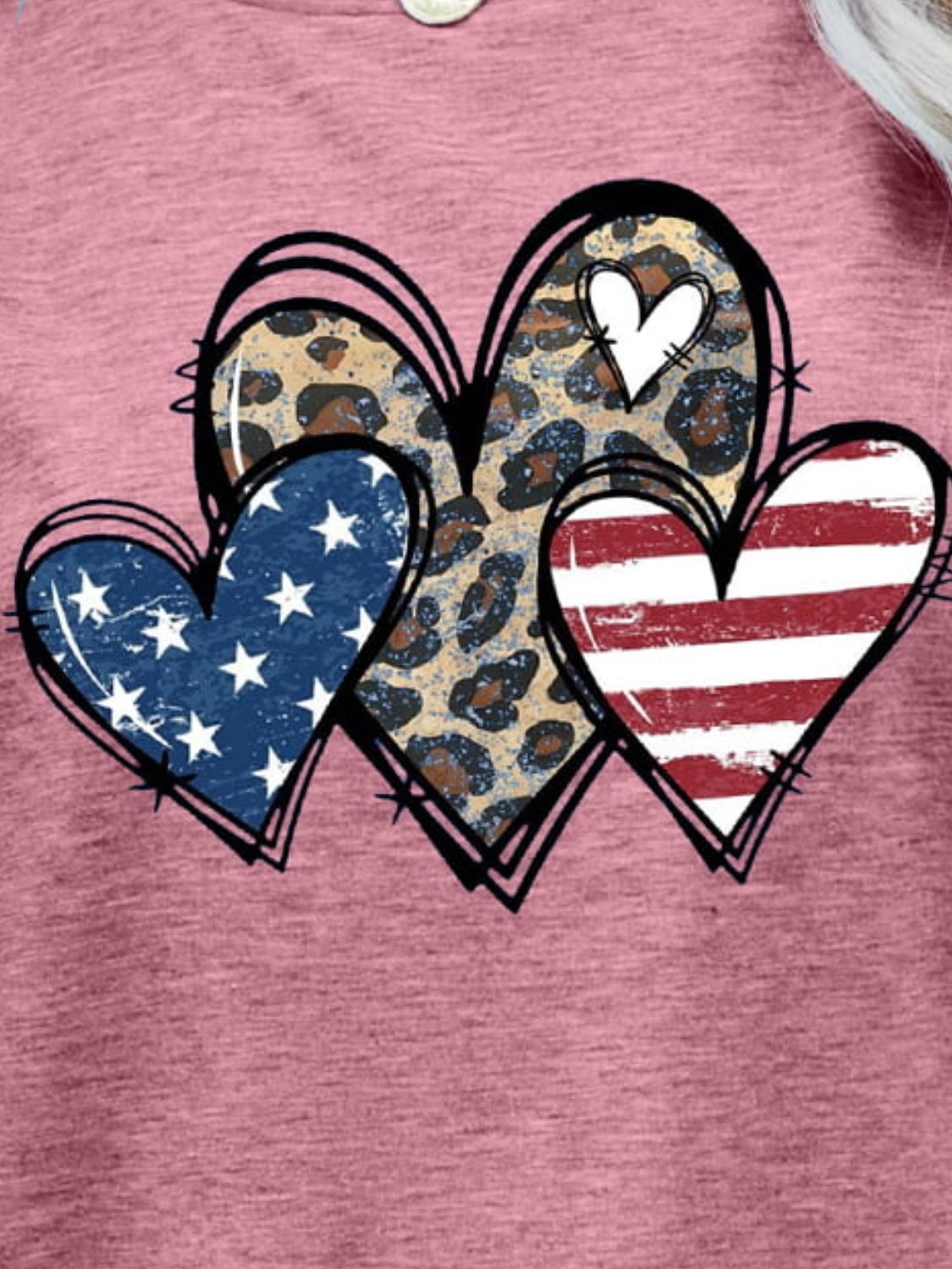 US Flag Leopard Heart Graphic Tee – Dusty Pink Women's Top for Shopify Collective (11 view)