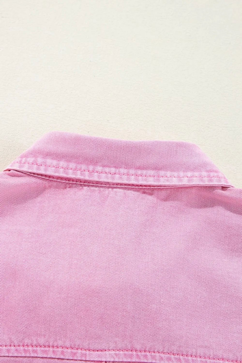 Button Down Short Sleeve Denim Dress – Blush Pink for Shopify Collective (9 view)