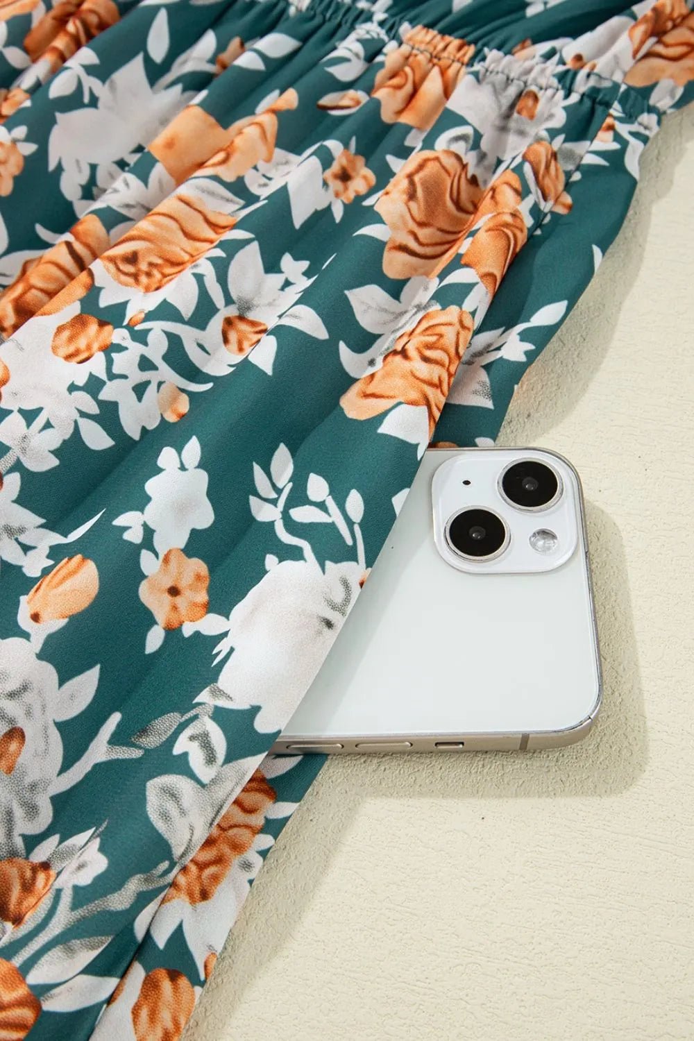 Floral Print Trimmed V Neck Tie Waist Sleeveless Dress – Floral for Shopify Collective (13 view)