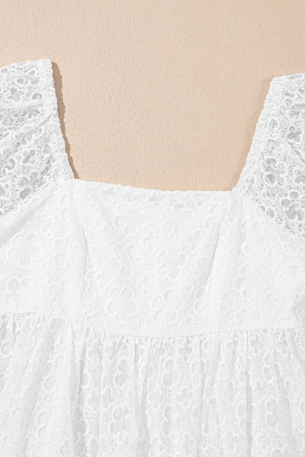 Lace Puff Sleeve Empire Waist Mini Dress – White for Shopify Collective (9 view)
