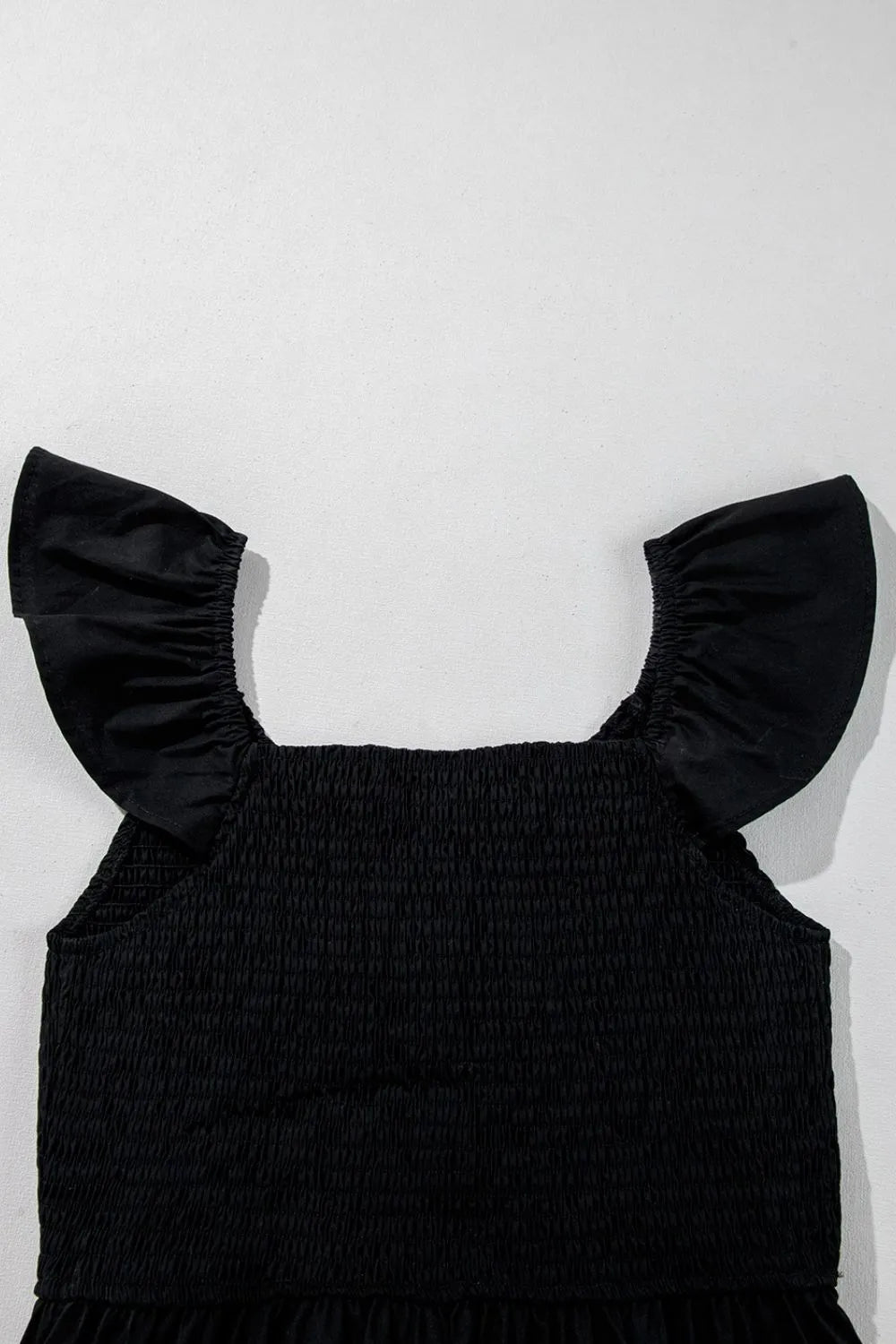 V Neck Ruffled Cap Sleeve Smocked Maxi Dress – Black for Shopify Collective (5 view)