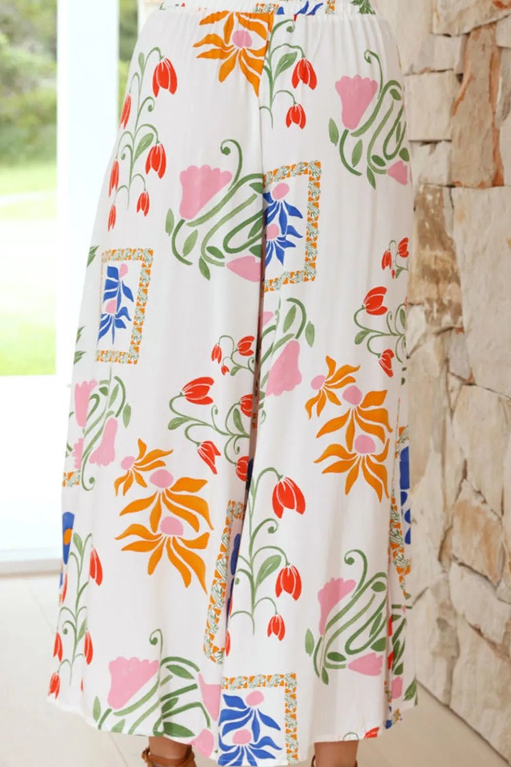 Printed Square Neck Top and Pants Set – White for Shopify Collective (4 view)