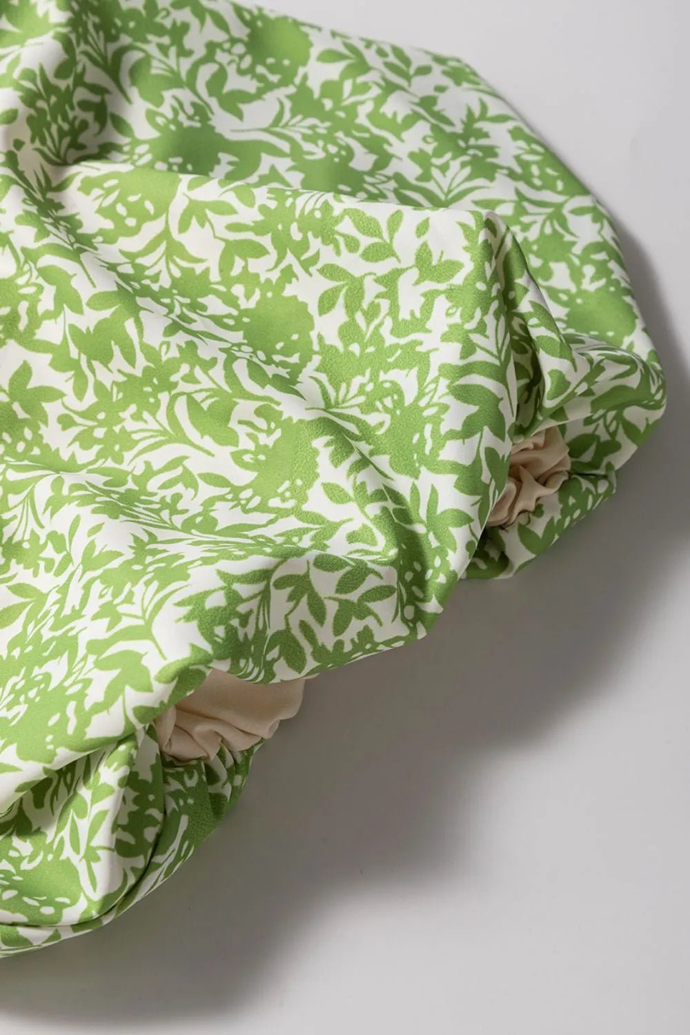 Floral Ruffle Puff Short Sleeve Frilled Notched Blouse – Light Green for Shopify Collective (8 view)