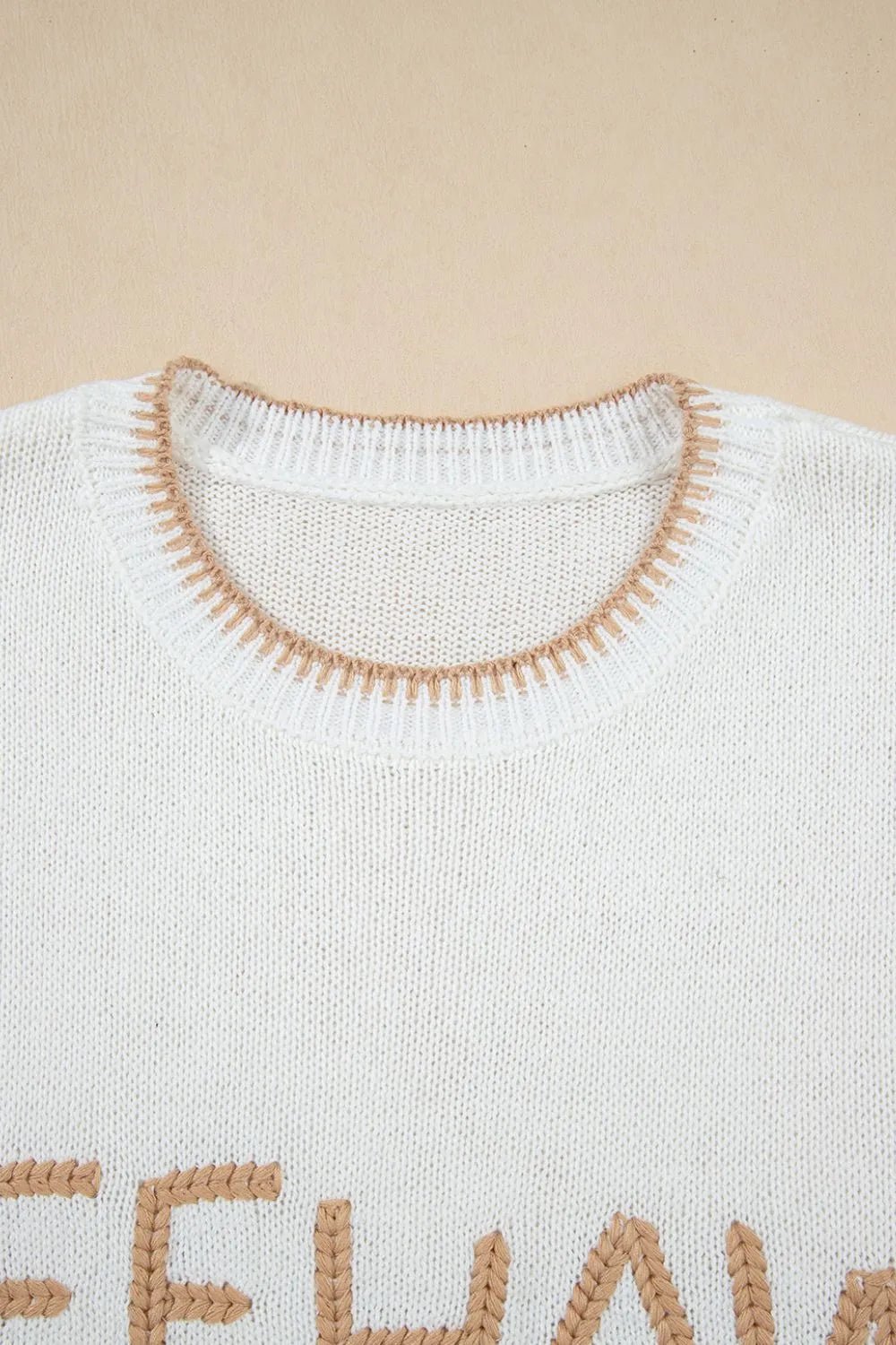 YEEHAW Stitch Edge Crew Neck Knit Top – White for Shopify Collective (9 view)