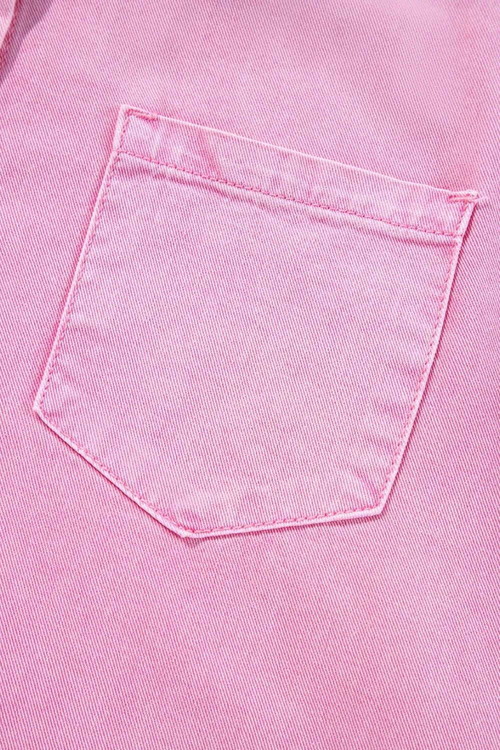 Button Down Short Sleeve Denim Dress – Blush Pink for Shopify Collective (10 view)