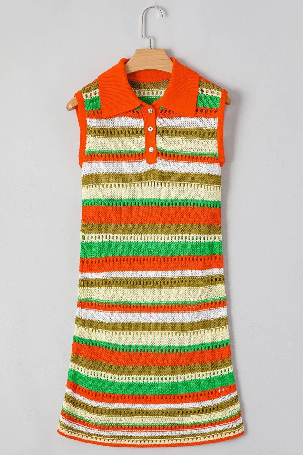 Openwork Stripe Sleeveless Sweater Dress – Stripe by Simply Love