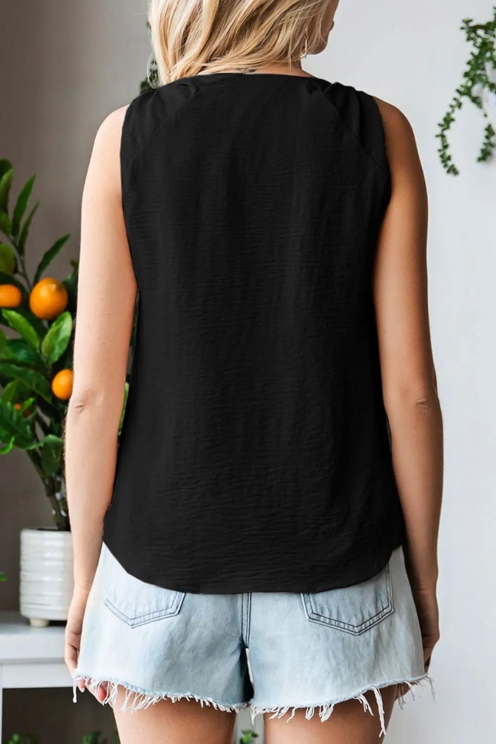 V Neck Knotted Shoulder Vest – Black for Shopify Collective (16 view)