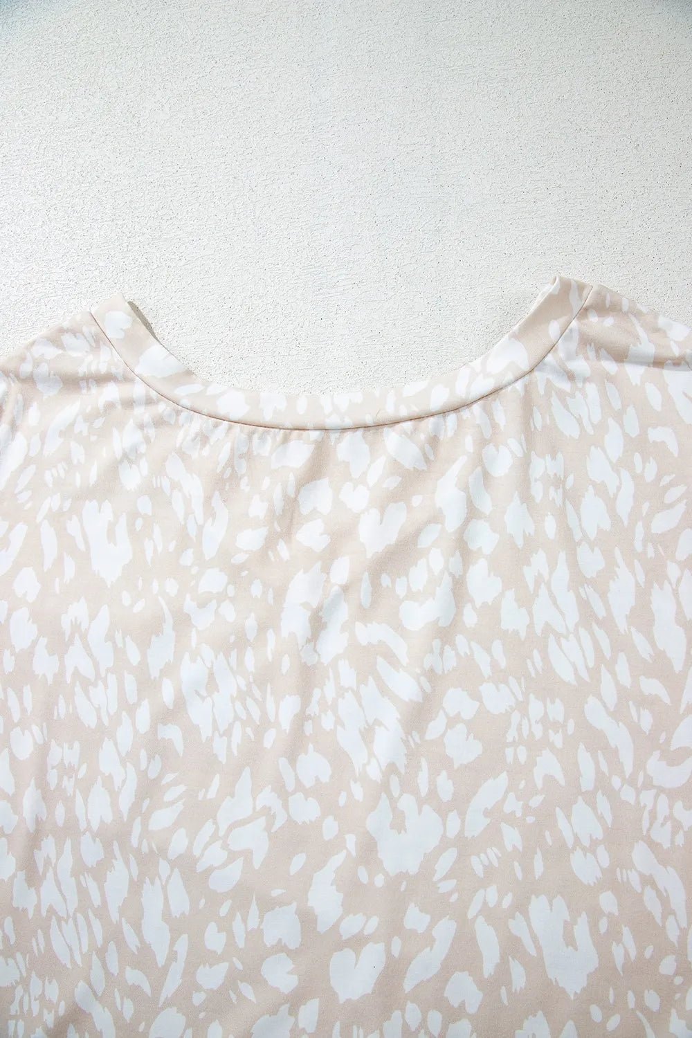 Leopard Print V Neck Side Slit Loose Fit T Shirt – Eggshell for low - stock - alert - sent (8 view)