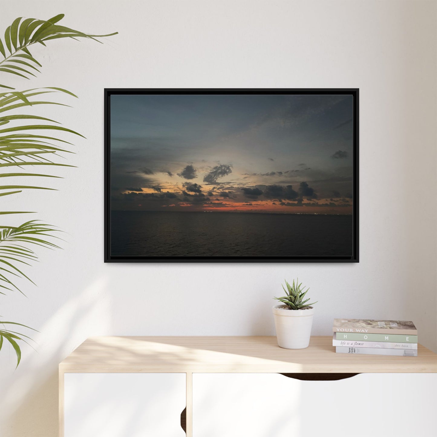 Framed Ocean Sunset Canvas Print, Coastal Wall Art, Home Decor, Gift for Nature Lovers, Beach House Accent