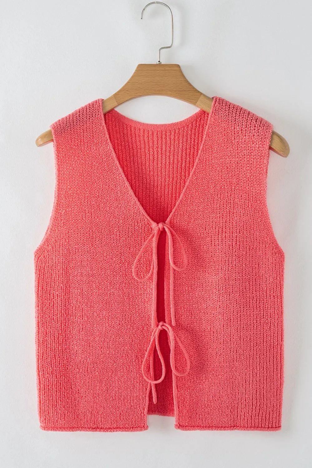 Double Tie V Neck Sweater Vest – Burnt Coral for Shopify Collective (6 view)