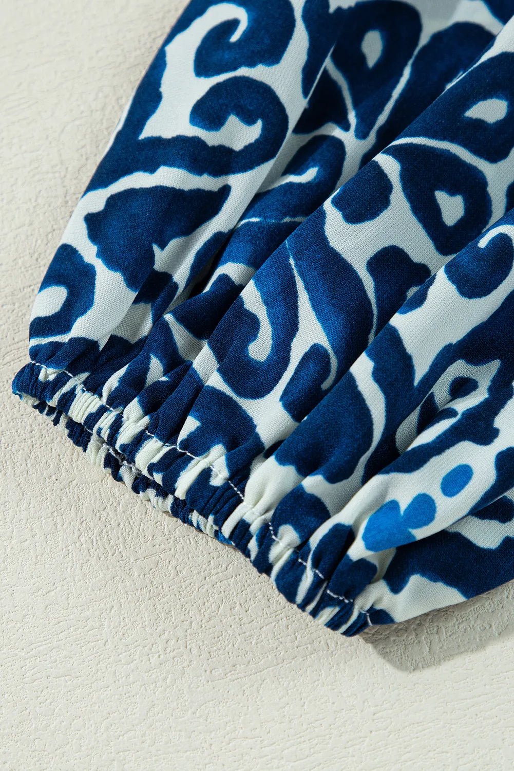 Printed Tie Neck Long Sleeve Dress – Peacock Blue for Shopify Collective (5 view)
