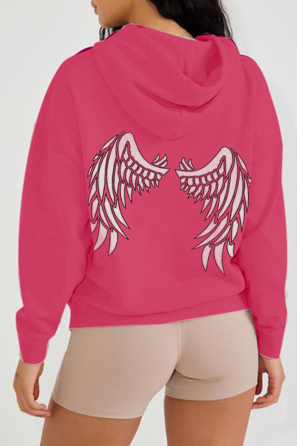 Simply Love Full Size Angle Wings Graphic Hoodie – Deep Rose Hoodies for Shopify Collective (1 view)