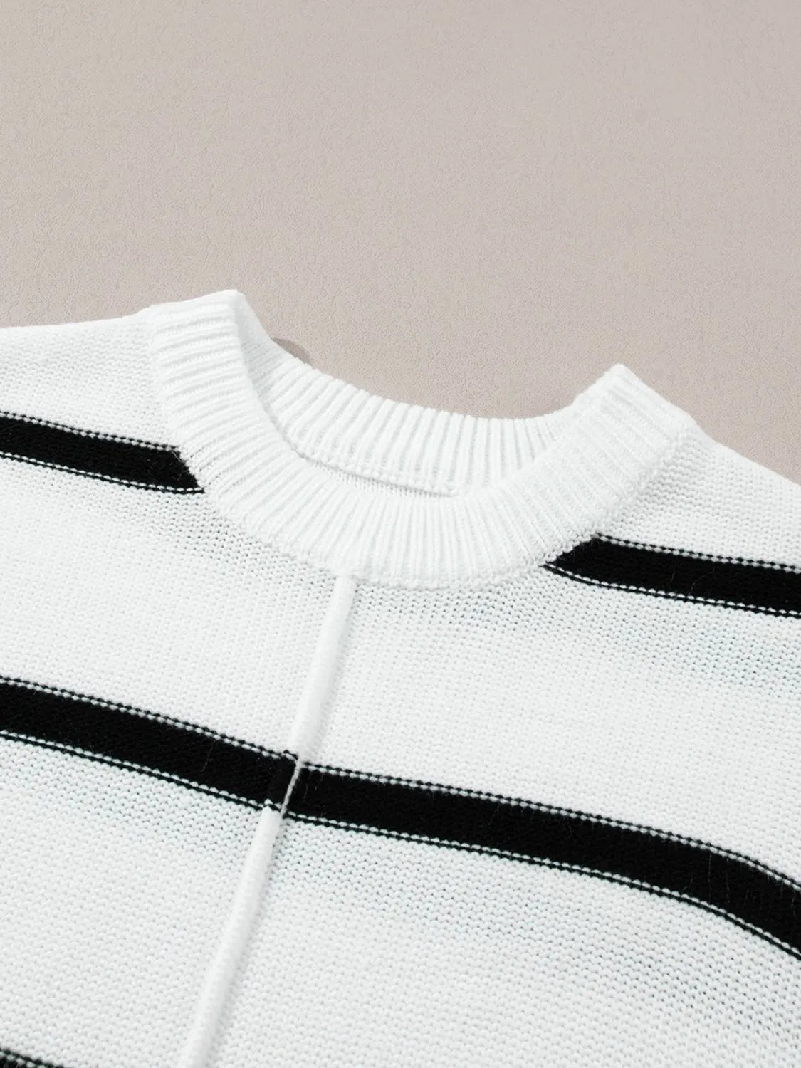 Striped Batwing Sleeve Knit Top – White by Simply Love