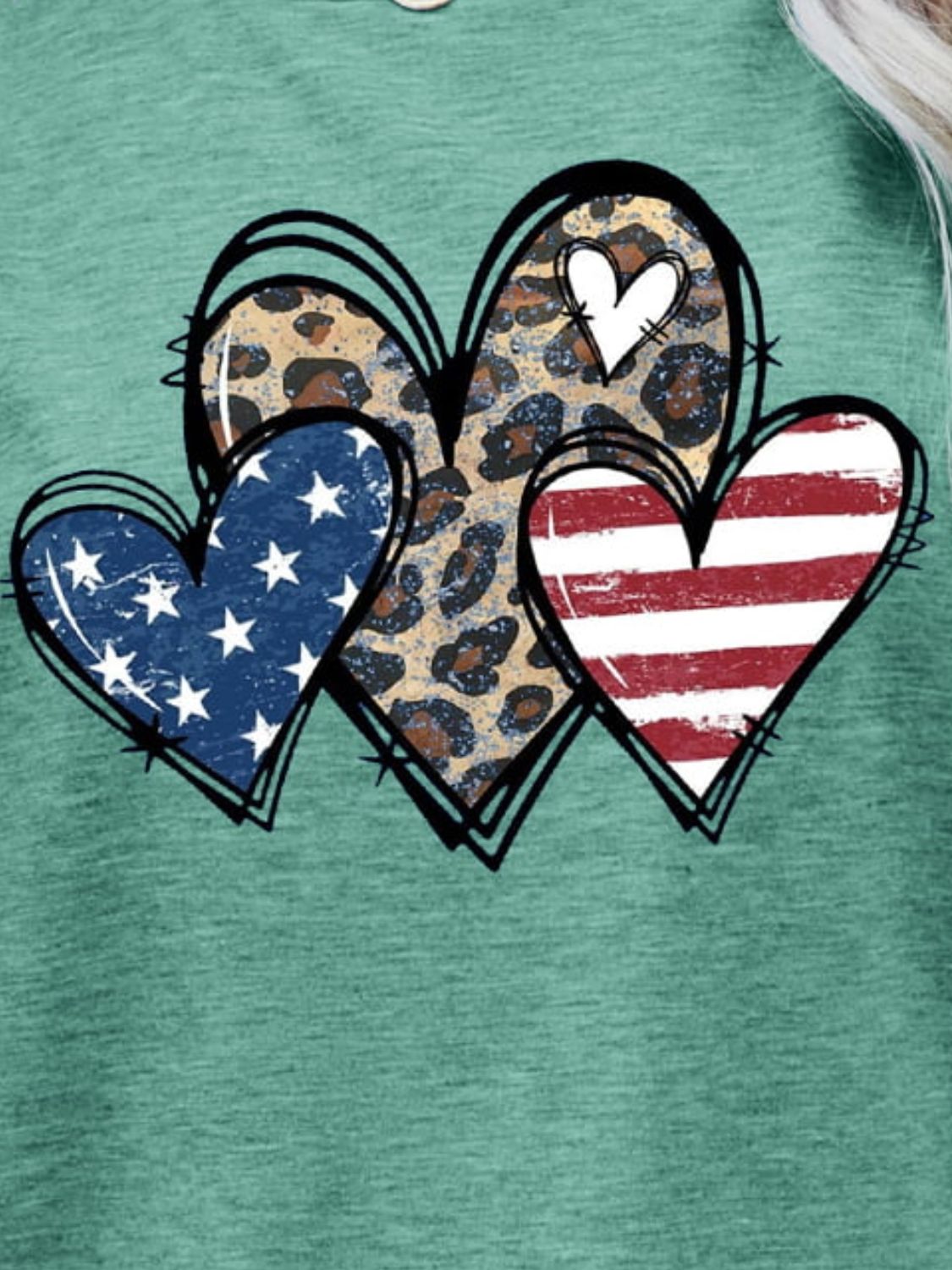 US Flag Leopard Heart Graphic Tee – Gum Leaf Women's Top for Shopify Collective (3 view)