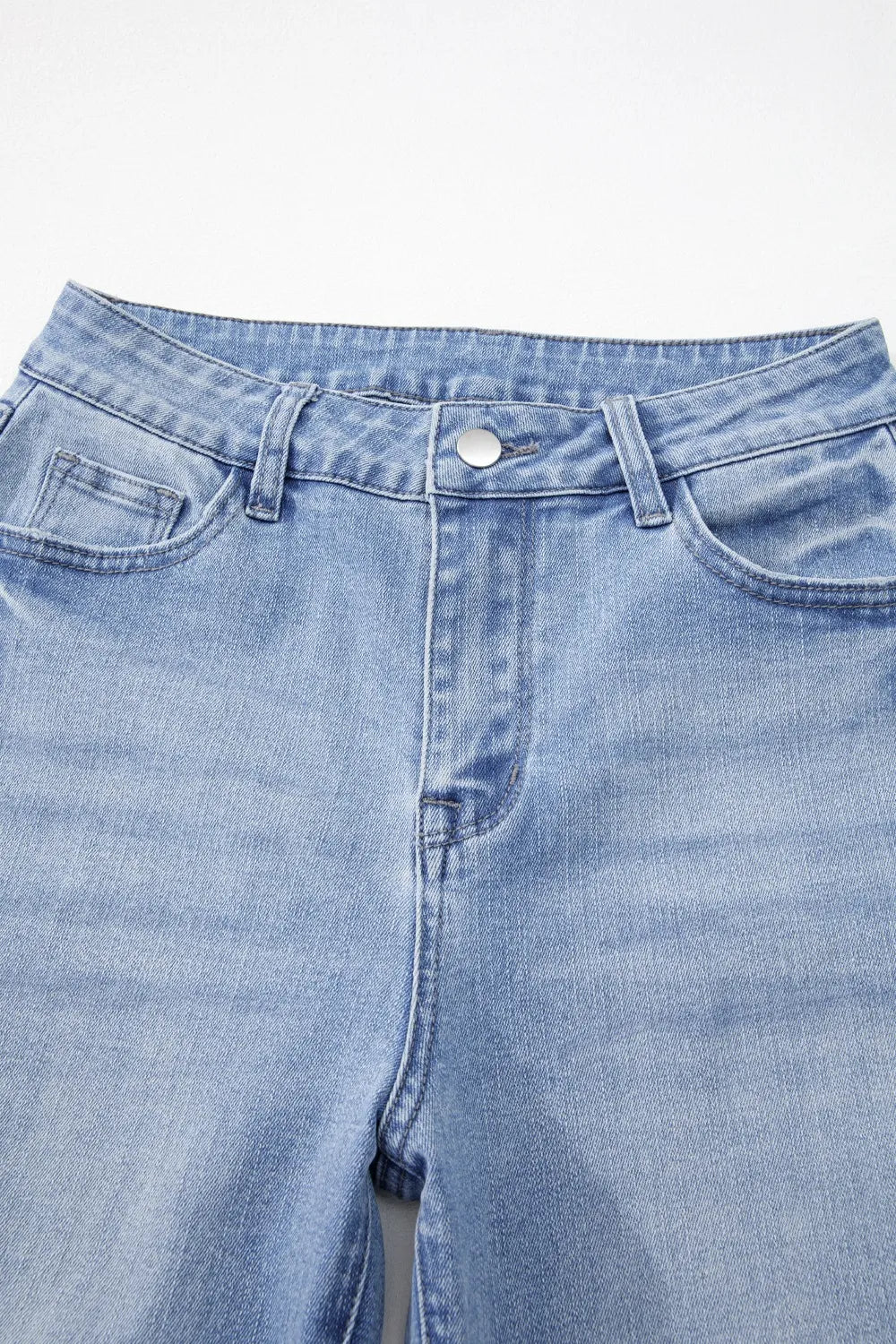 Mineral Wash Raw Hem High Waist Flared Jeans – Light Blue for Shopify Collective (15 view)