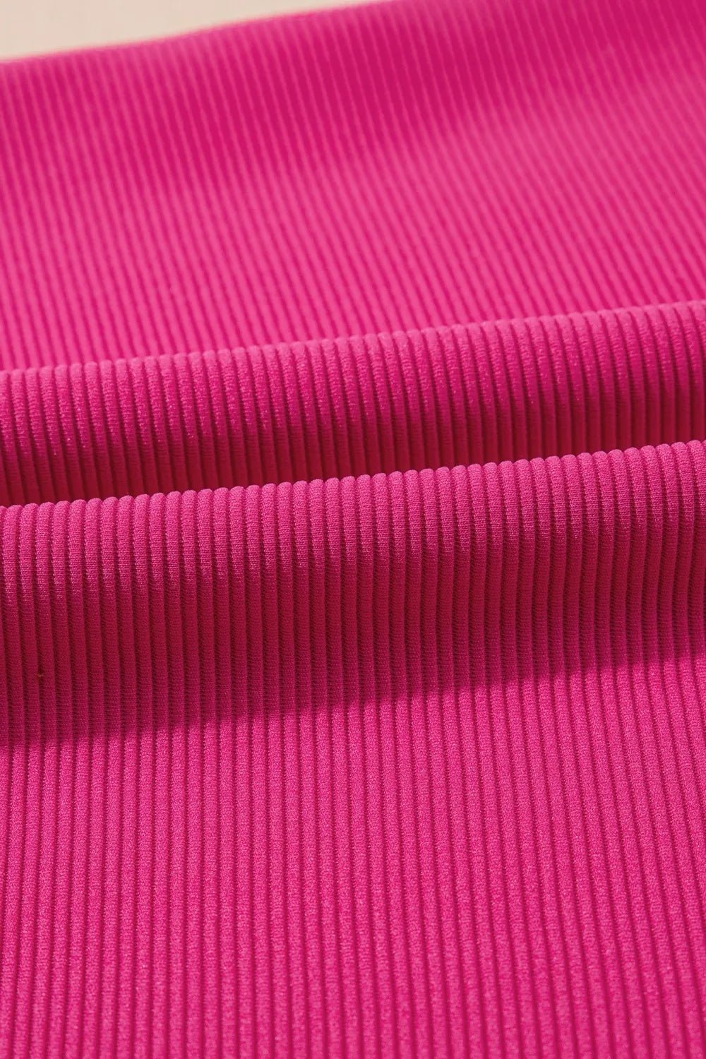 Striped Detail Flutter Sleeve Zipped Collar Top and Short Set – Hot Pink for Shopify Collective (12 view)