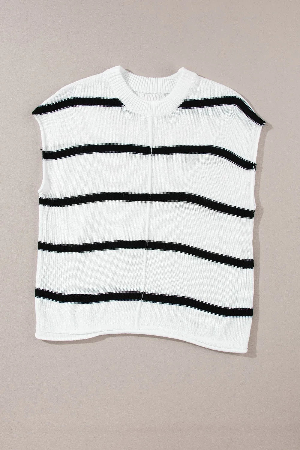 Striped Batwing Sleeve Knit Top – White by Simply Love