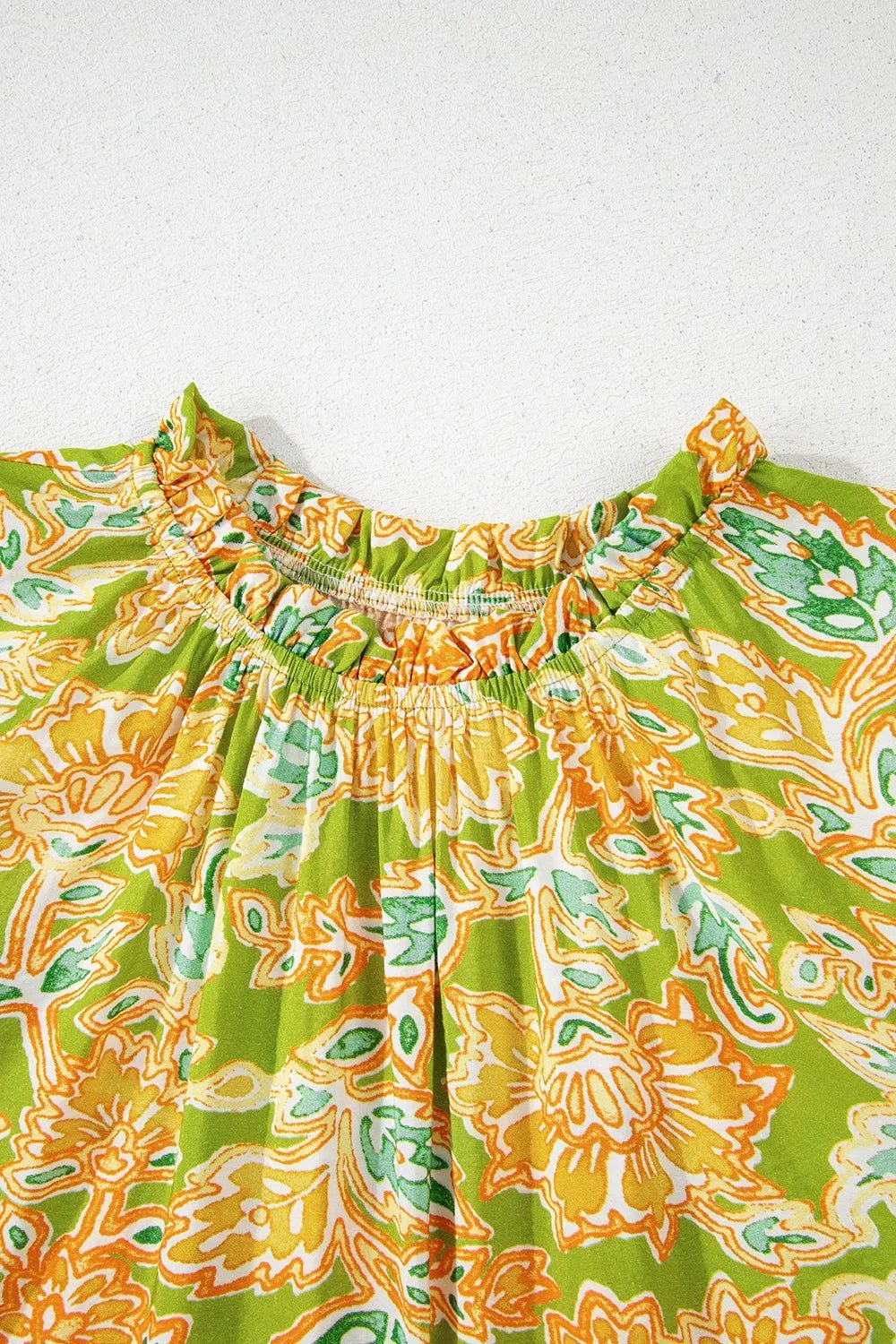 Multicolour Printed Contrast Bubble Sleeve Patchwork Blouse – Floral Top for Shopify Collective (6 view)