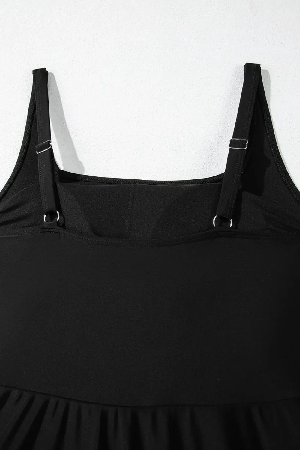 Side Tied Waist Square Neck Adjustable Straps A - line One Piece Swim Dress – Black by Simply Love