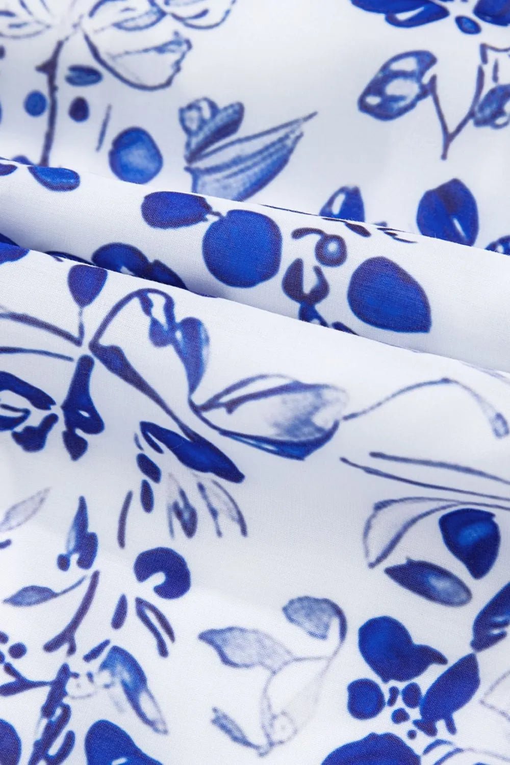 Smocked Printed Square Neck Puff Sleeve Dress – Royal Blue by Simply Love