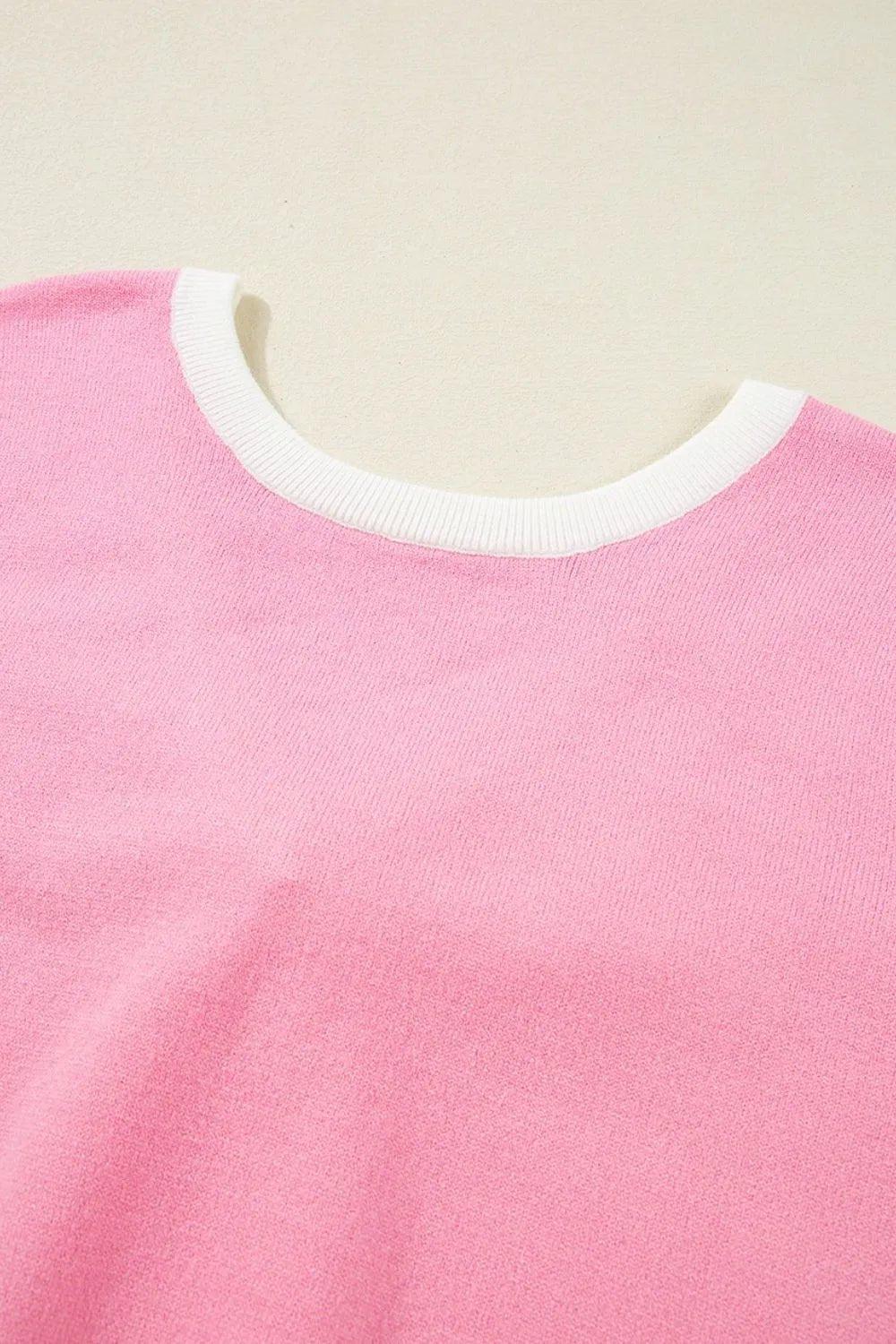 Bow Back Round Neck Short Sleeve Knit Top – Pink for Shopify Collective (13 view)
