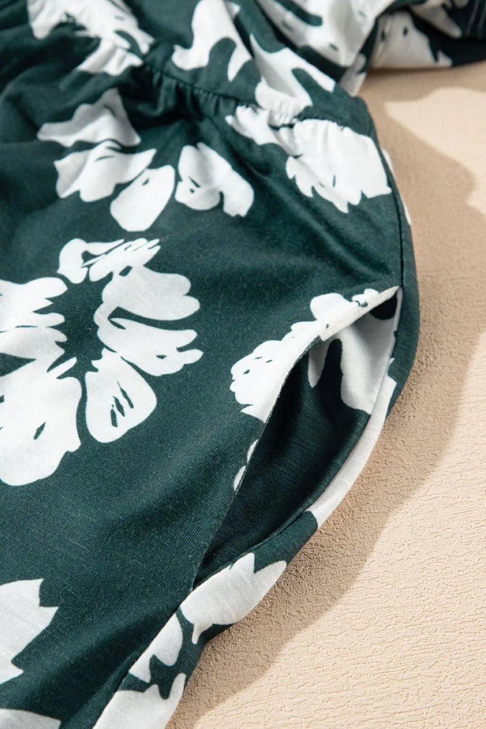 Floral Print Ruffle Sleeve Empire Waist Mini Dress – Dark Green for Shopify Collective (9 view)