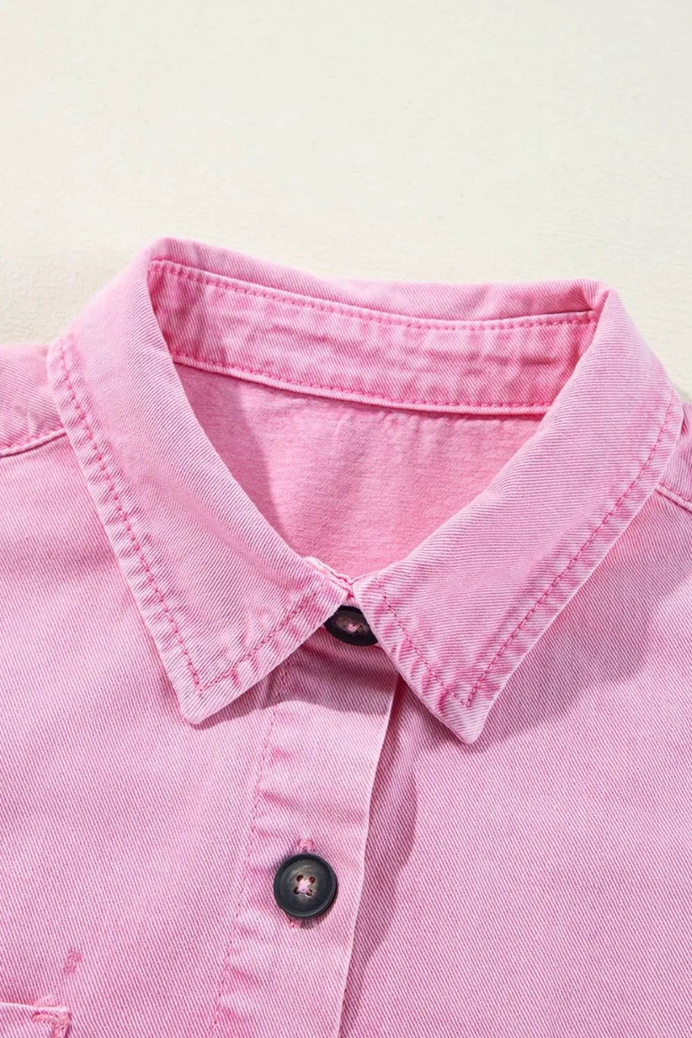 Button Down Short Sleeve Denim Dress – Blush Pink for Shopify Collective (8 view)