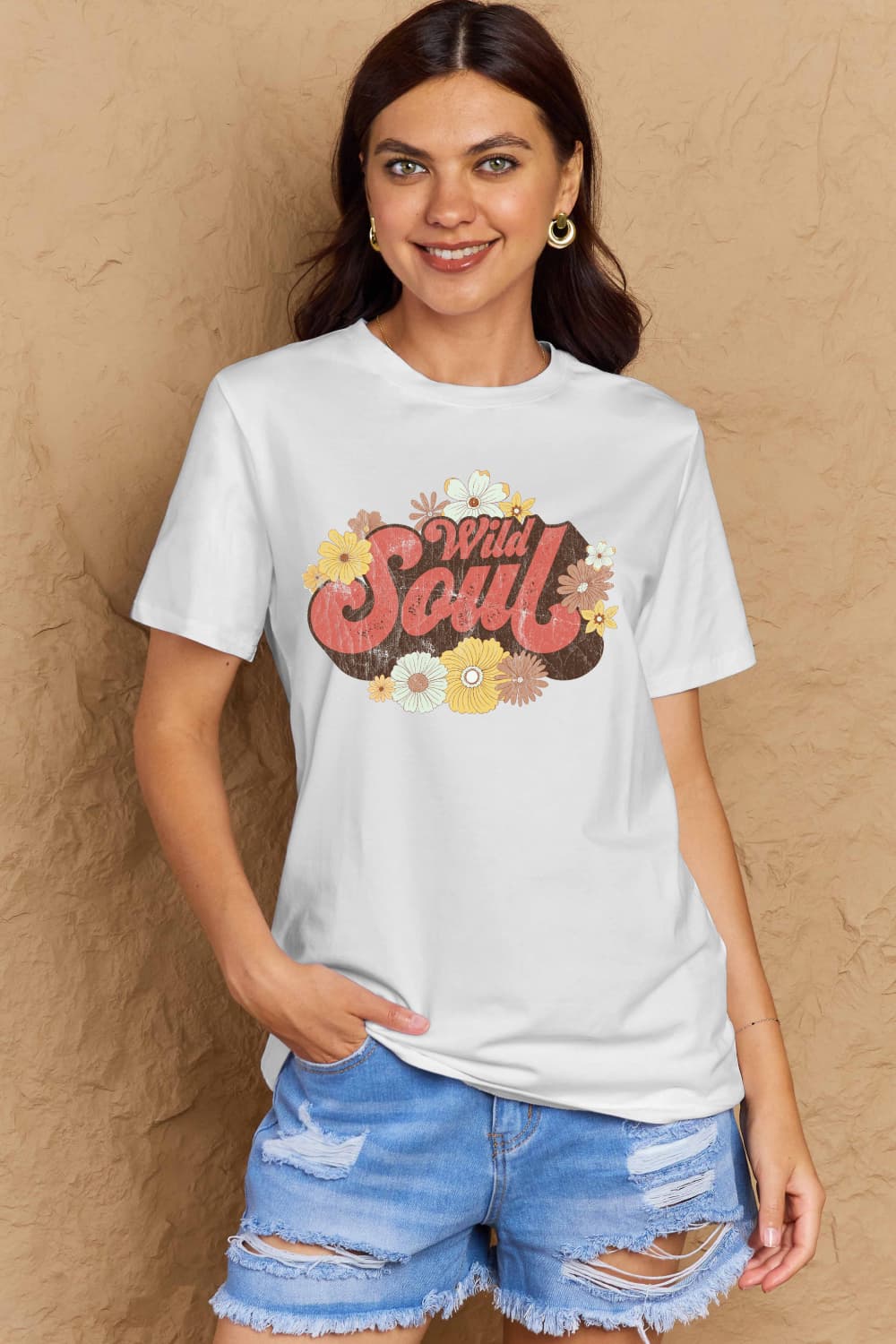 Simply Love Full Size WILD SOUL Graphic Cotton T-Shirt – Bleach T-Shirt for Shopify Collective (8 view)