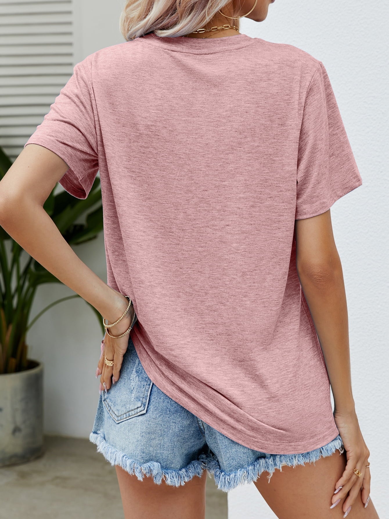US Flag Flower Graphic Tee – Blush Pink Women's Top for Shopify Collective (6 view)