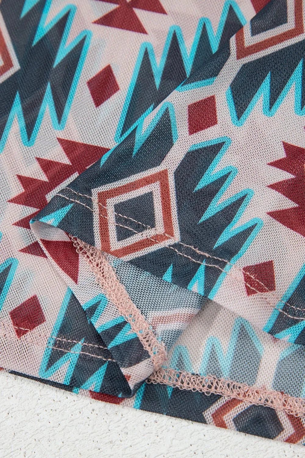 Western Aztec Print Mesh Slim T Shirt – Floral for Shopify Collective (12 view)