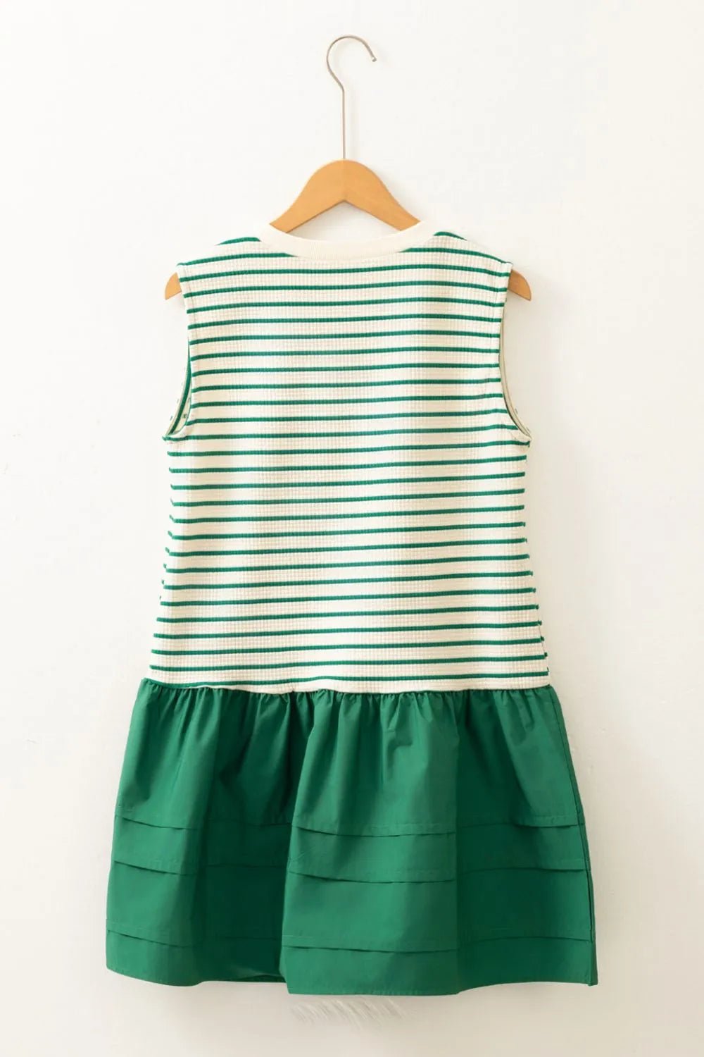 Stripe Woven Sleeveless Mini Dress – Dark Green for Shopify Collective (8 view)