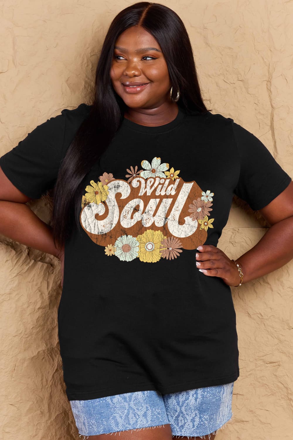 Simply Love Full Size WILD SOUL Graphic Cotton T-Shirt – Black T-Shirt for Shopify Collective (17 view)