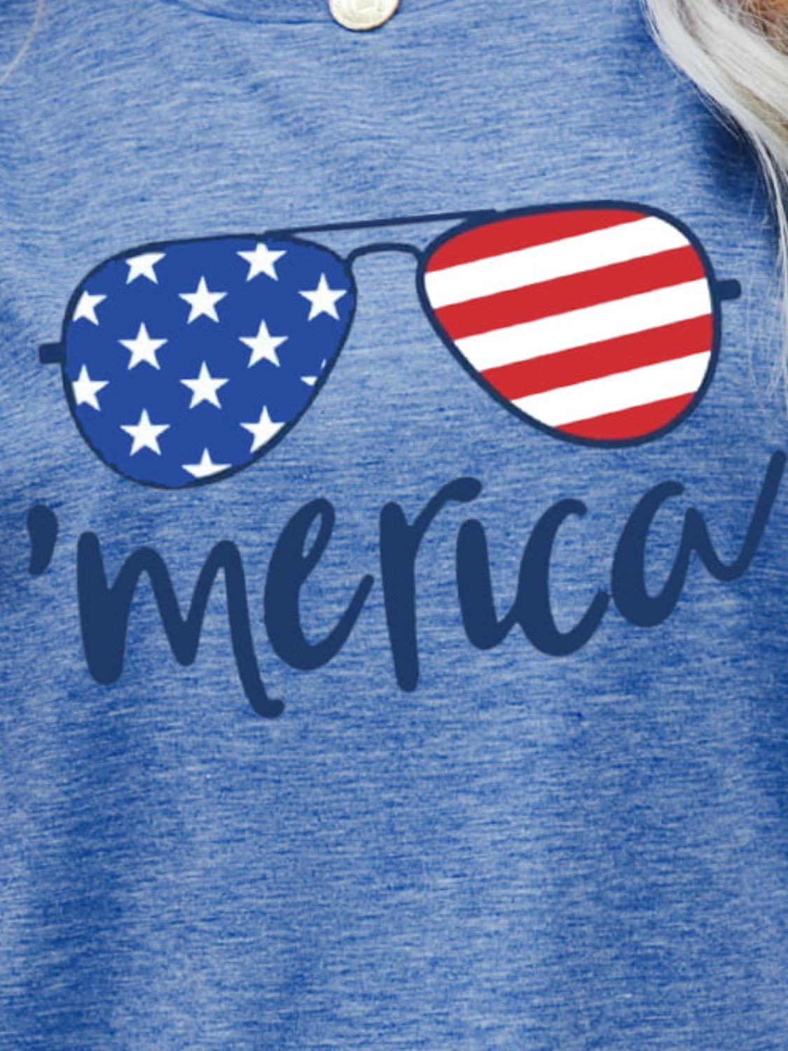 US Flag Glasses Graphic Tee – Cobalt Blue Women's Top for Shopify Collective (3 view)