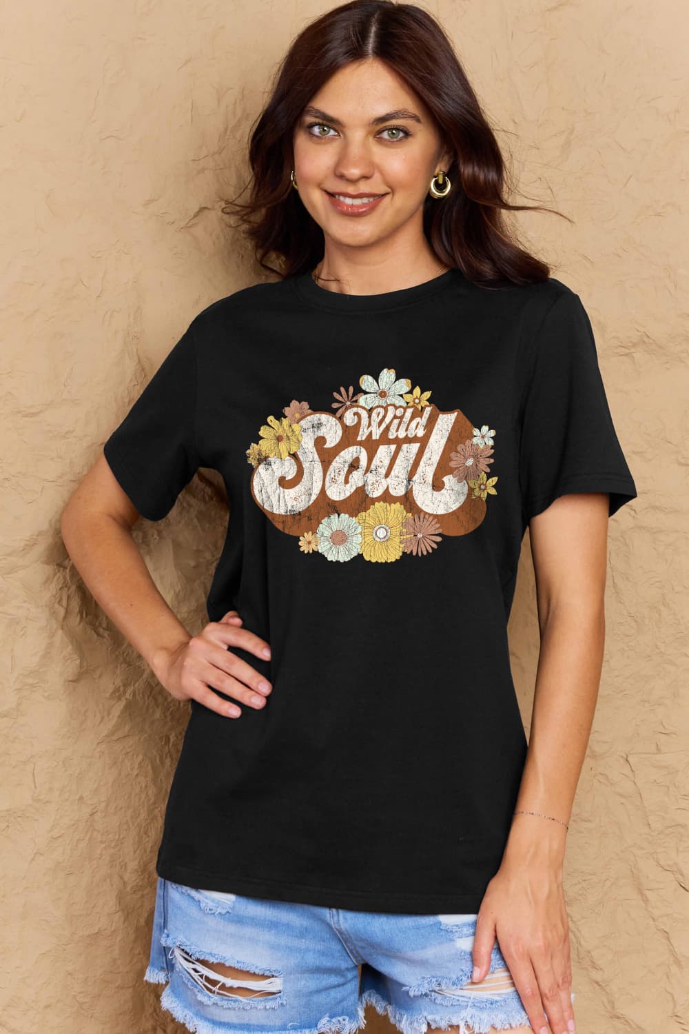Simply Love Full Size WILD SOUL Graphic Cotton T-Shirt – Black T-Shirt for Shopify Collective (14 view)