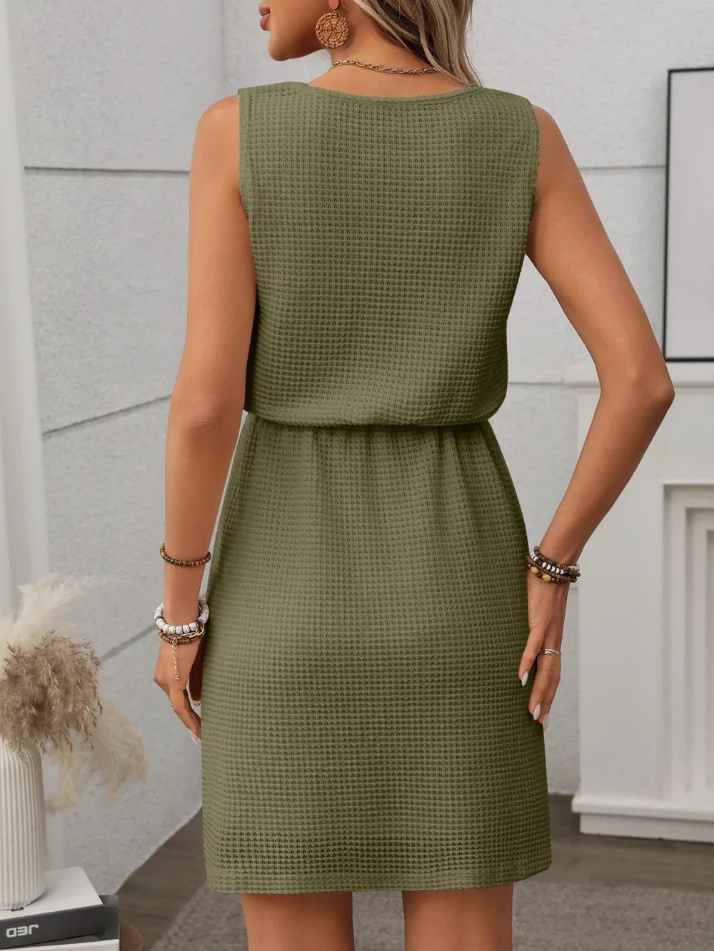 Waffle - Knit Drawstring Mini Tank Dress – Moss for Shopify Collective (19 view)