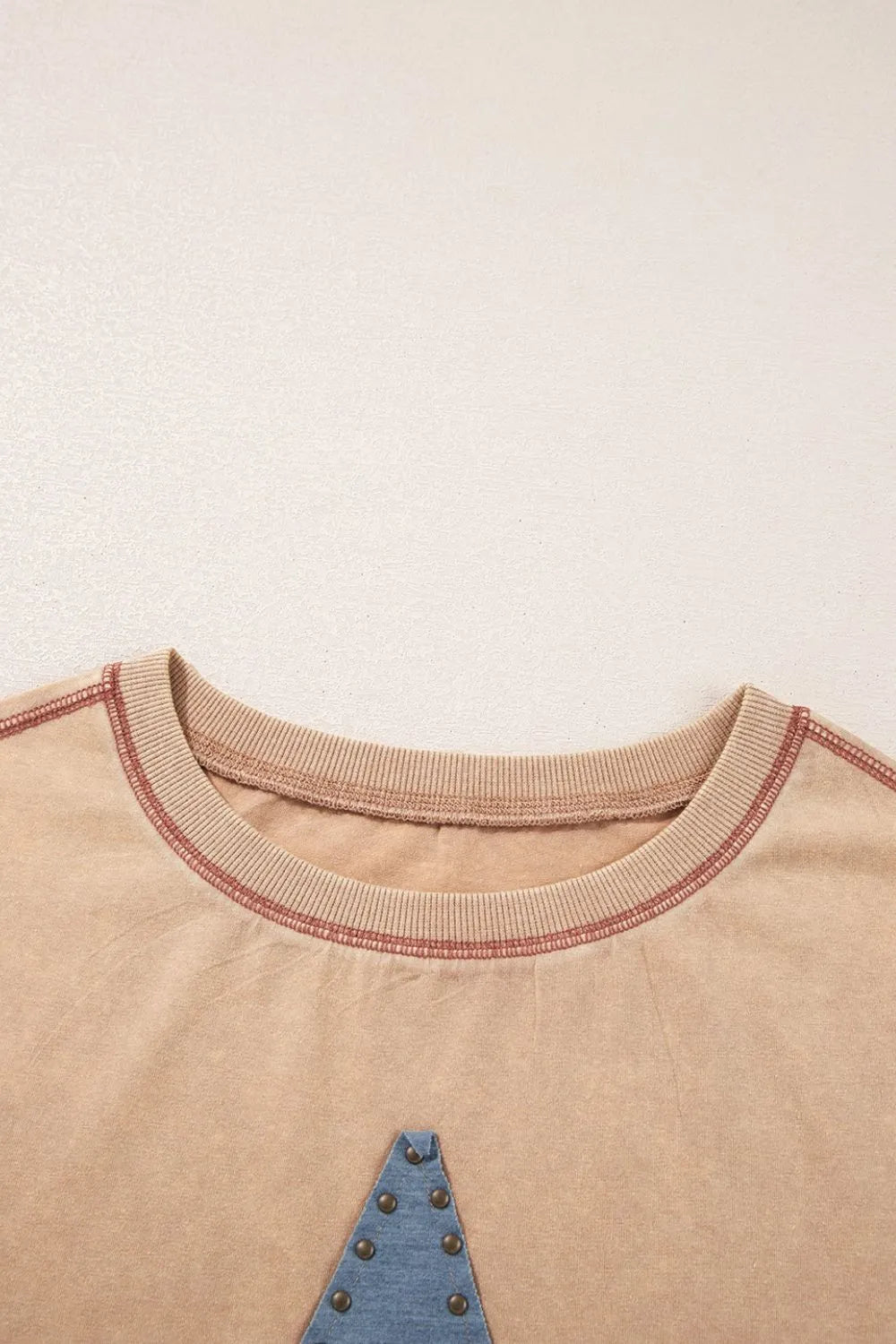 Mineral Wash Stud Beaded Star Pocketed T Shirt Dress – Khaki by Simply Love