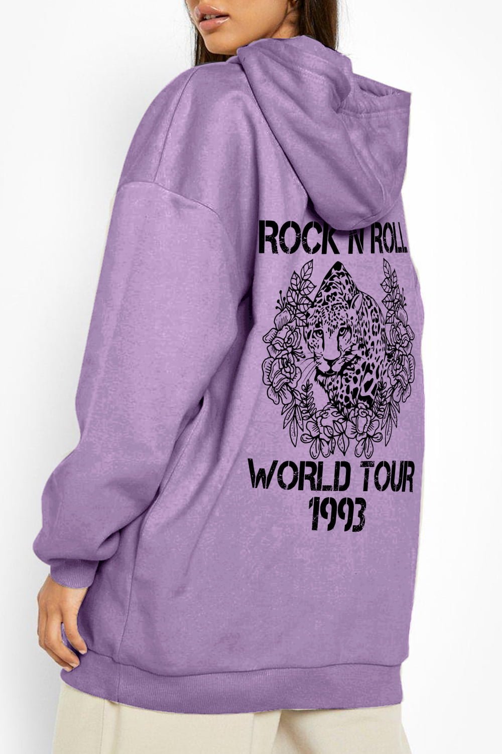 Simply Love Full Size Leopard Slogan Graphic Hoodie – Dusty Purple Women's Top for Shopify Collective (1 view)