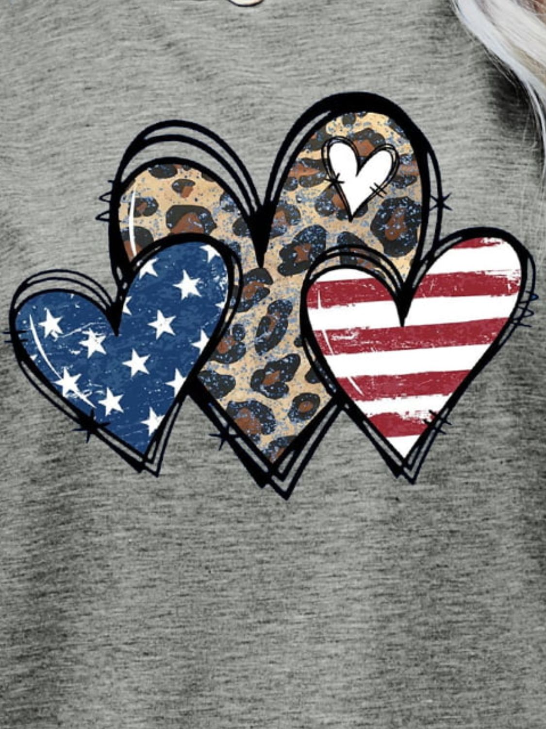 US Flag Leopard Heart Graphic Tee – Mid Gray Women's Top for Shopify Collective (14 view)