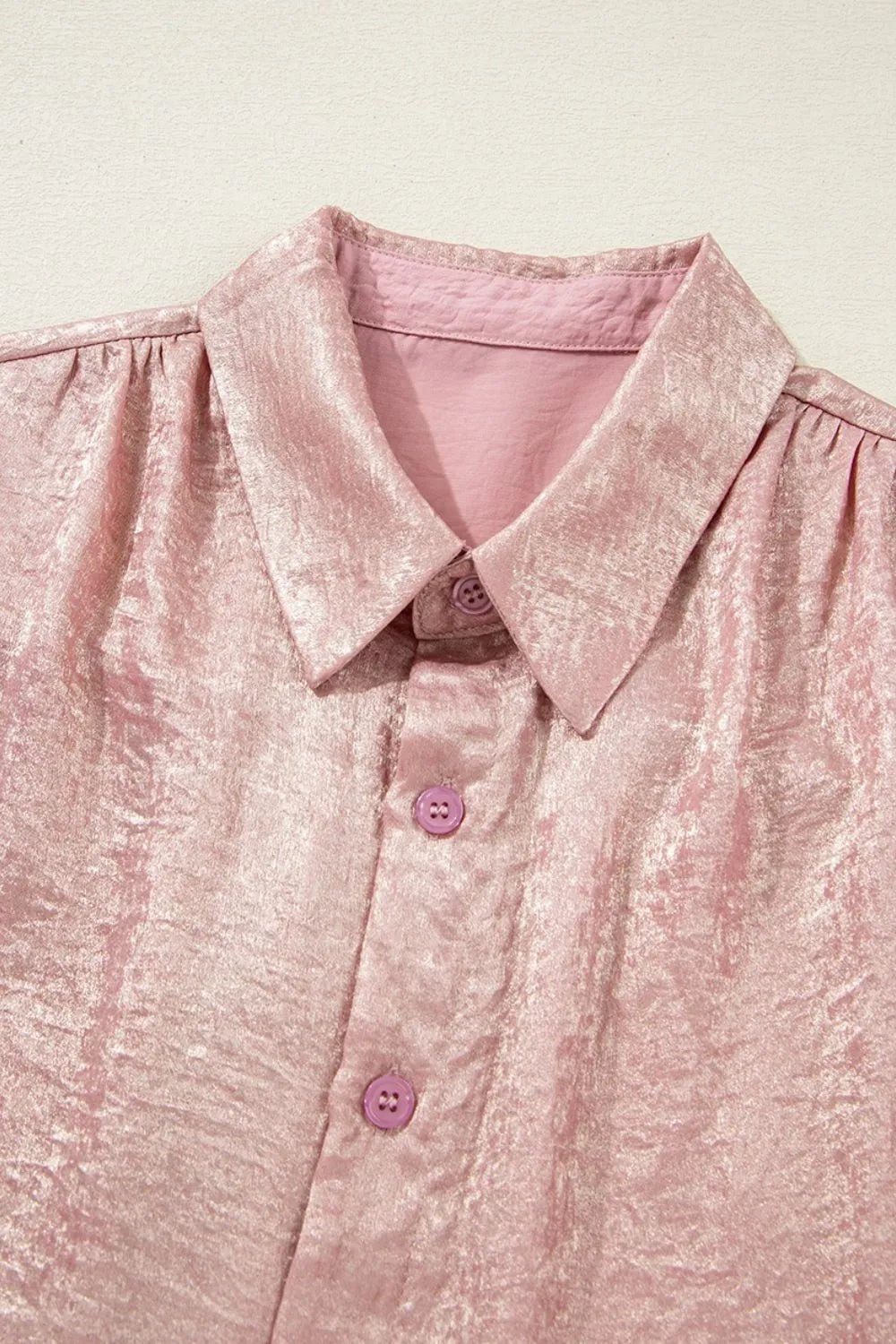Button Down Short Sleeve Shirt – Pale Blush for Shopify Collective (5 view)
