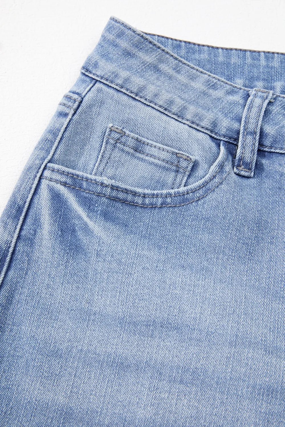 Mineral Wash Raw Hem High Waist Flared Jeans – Light Blue for Shopify Collective (16 view)