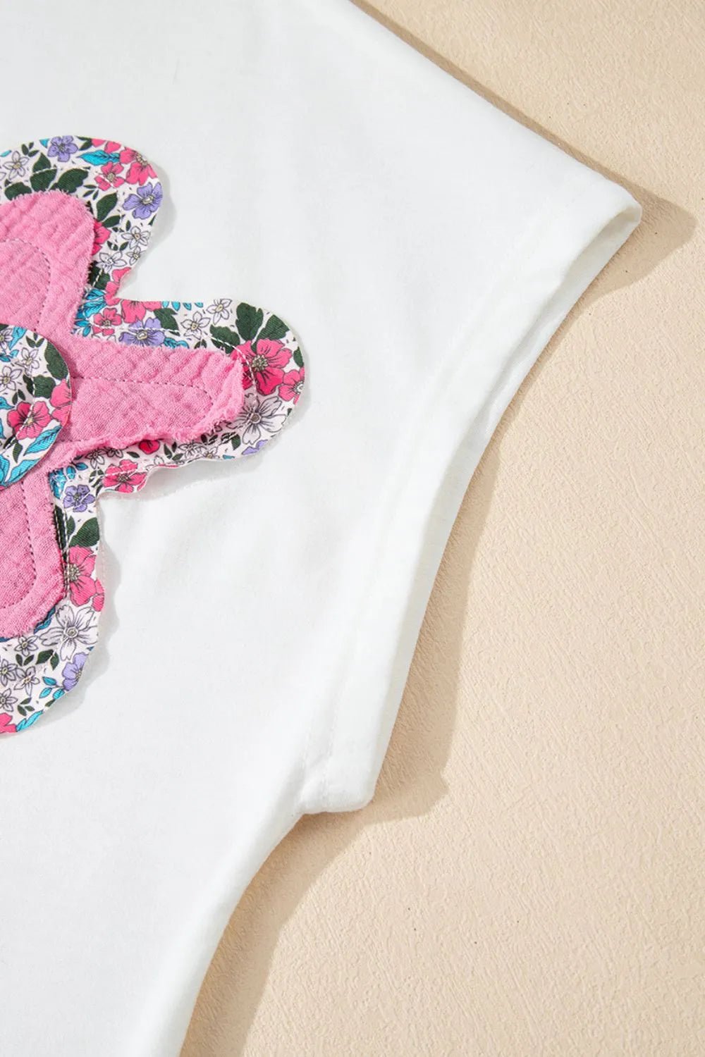Floral Applique Notched Dolman Sleeve Top – White for Shopify Collective (11 view)