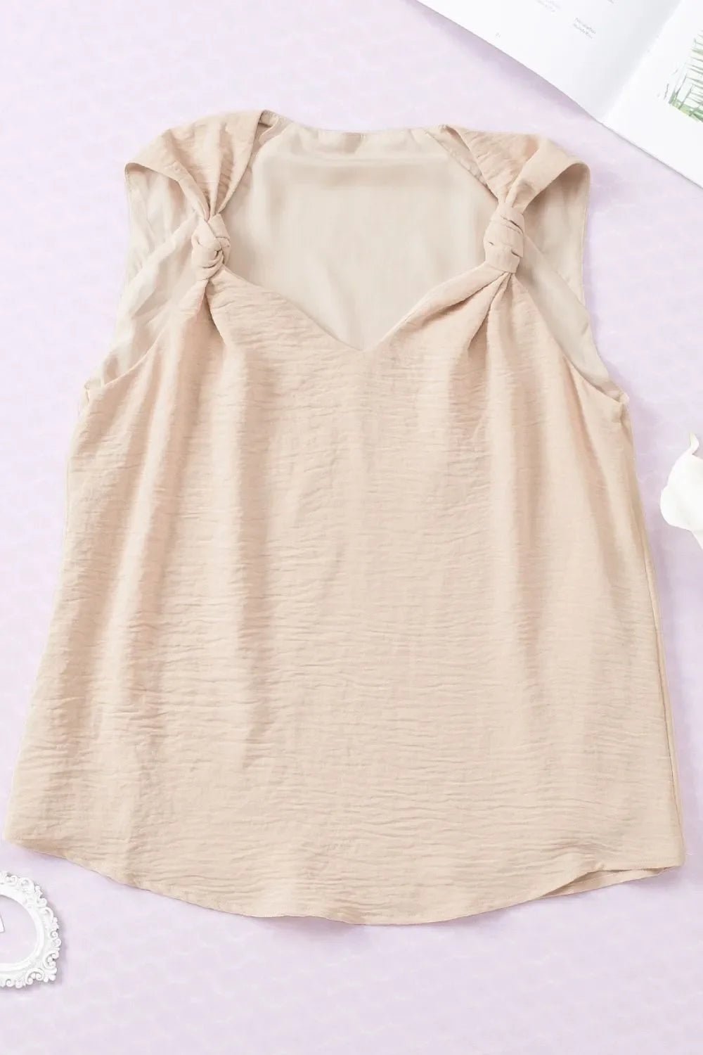 V Neck Knotted Shoulder Vest – Dust Storm for Shopify Collective (4 view)