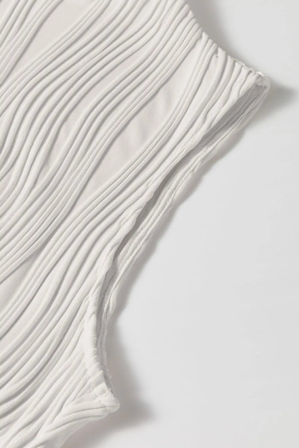 Wavy Textured Mock Neck Tank – White for Shopify Collective (9 view)