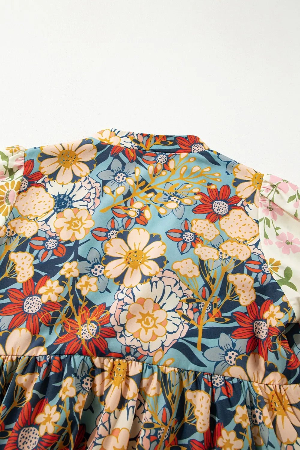 Printed Notched Flounce Sleeve Mini Dress – Floral for Shopify Collective (7 view)
