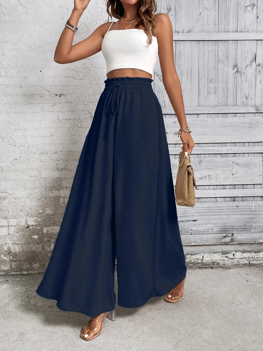 Honey Tied High Waist Wide Leg Pants – Dark Blue for Shopify Collective (10 view)