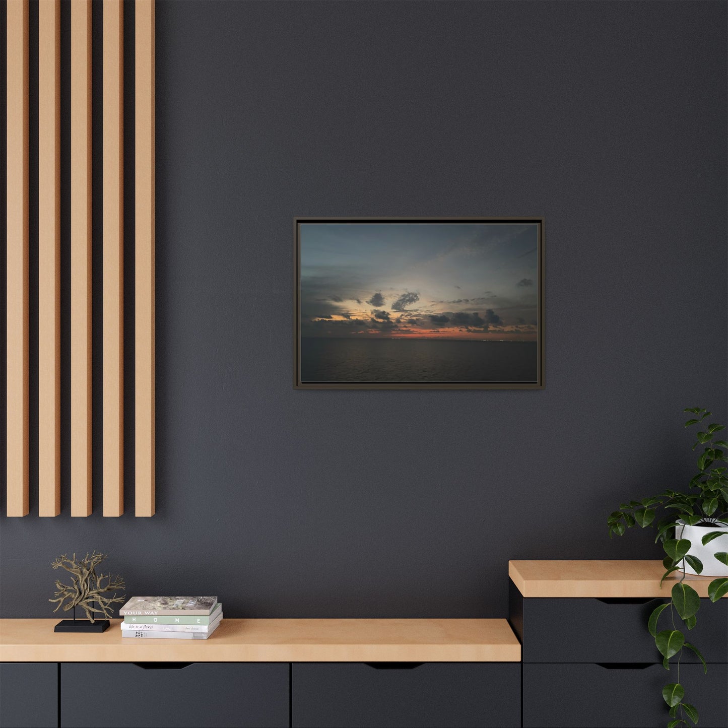 Framed Ocean Sunset Canvas Print, Coastal Wall Art, Home Decor, Gift for Nature Lovers, Beach House Accent