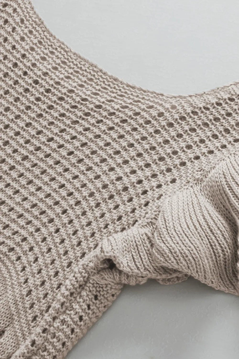 Openwork Ruffled Scoop Neck Knit Top – Khaki for Shopify Collective (12 view)