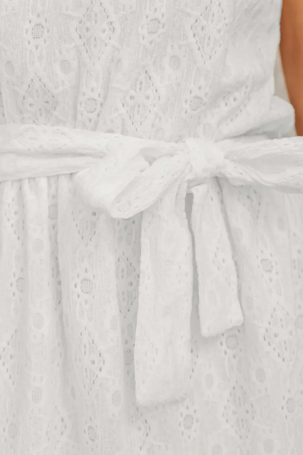Lace Sleeveless Tied Waist Mini Dress – White for Shopify Collective (8 view)