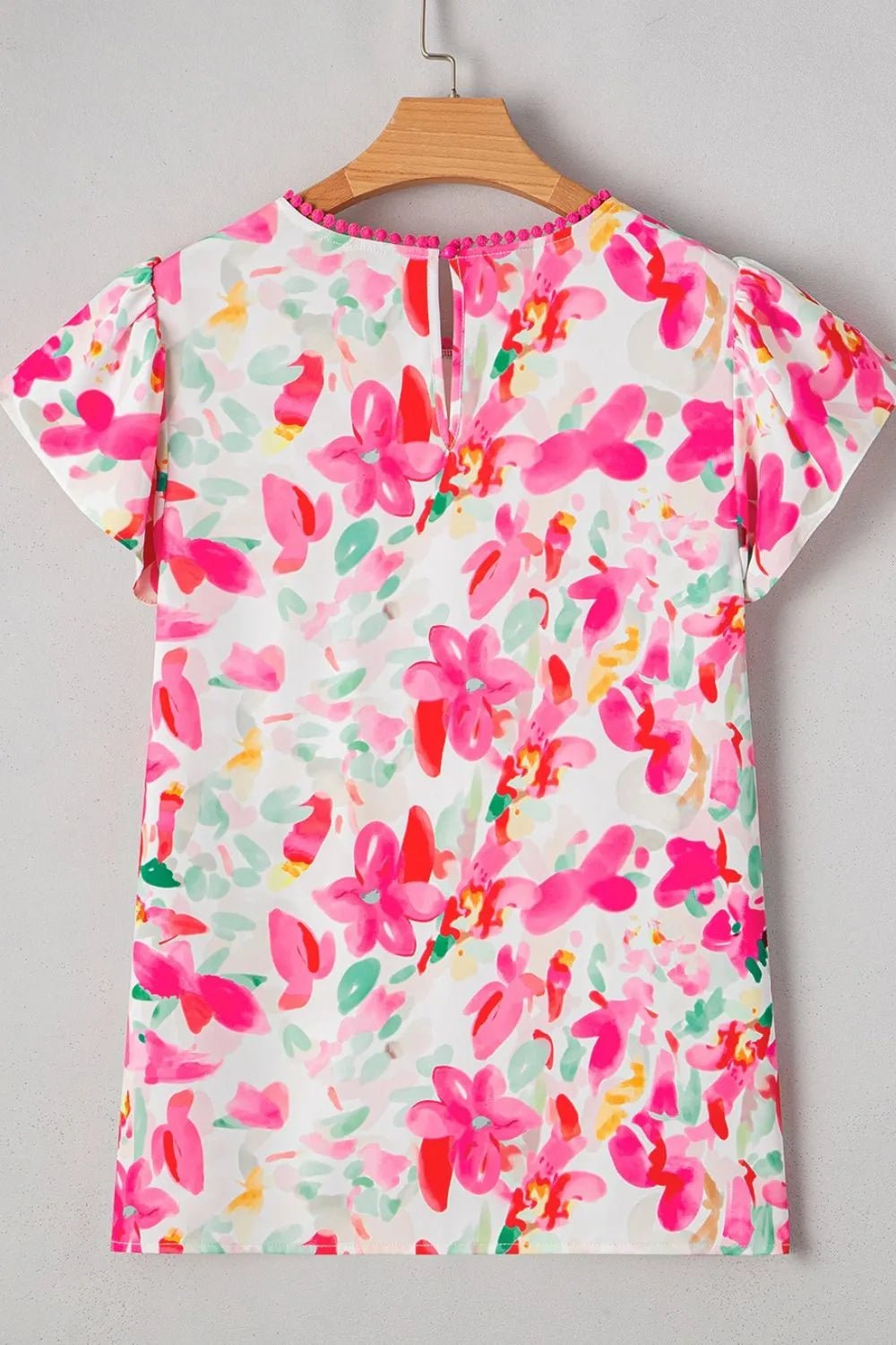 Floral Print Ruffle Sleeve Round Neck Blouse – Floral for Shopify Collective (7 view)